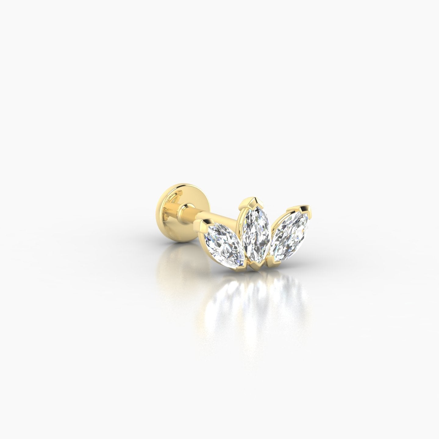 Maia | 18k Yellow Gold 8 mm 6.5 mm Lotus Diamond Nose Piercing