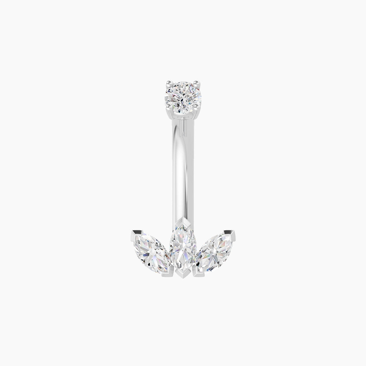 Maia | 18k White Gold 8 mm 8 mm Lotus Diamond Belly Piercing
