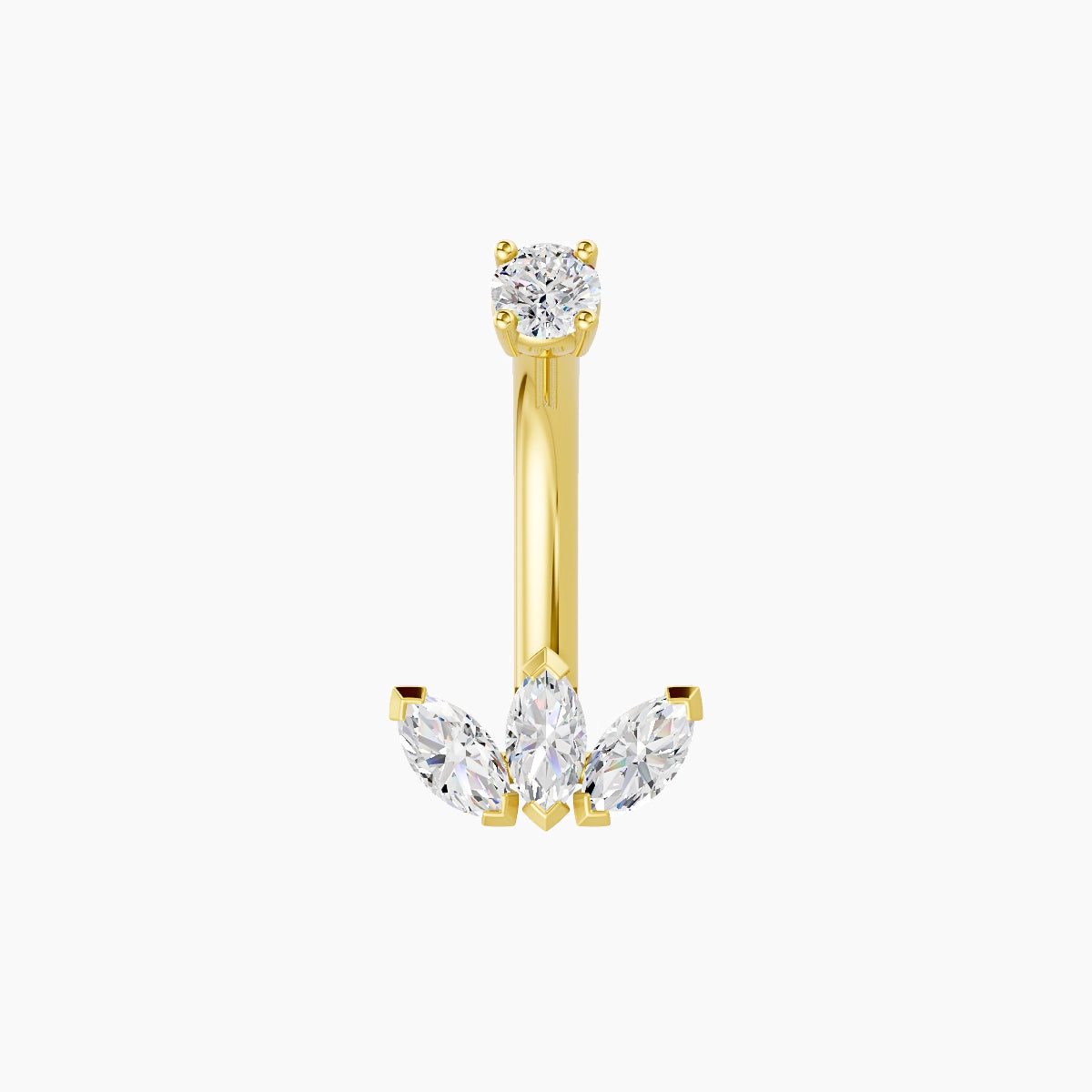Maia | 18k Yellow Gold 8 mm 8 mm Lotus Diamond Belly Piercing