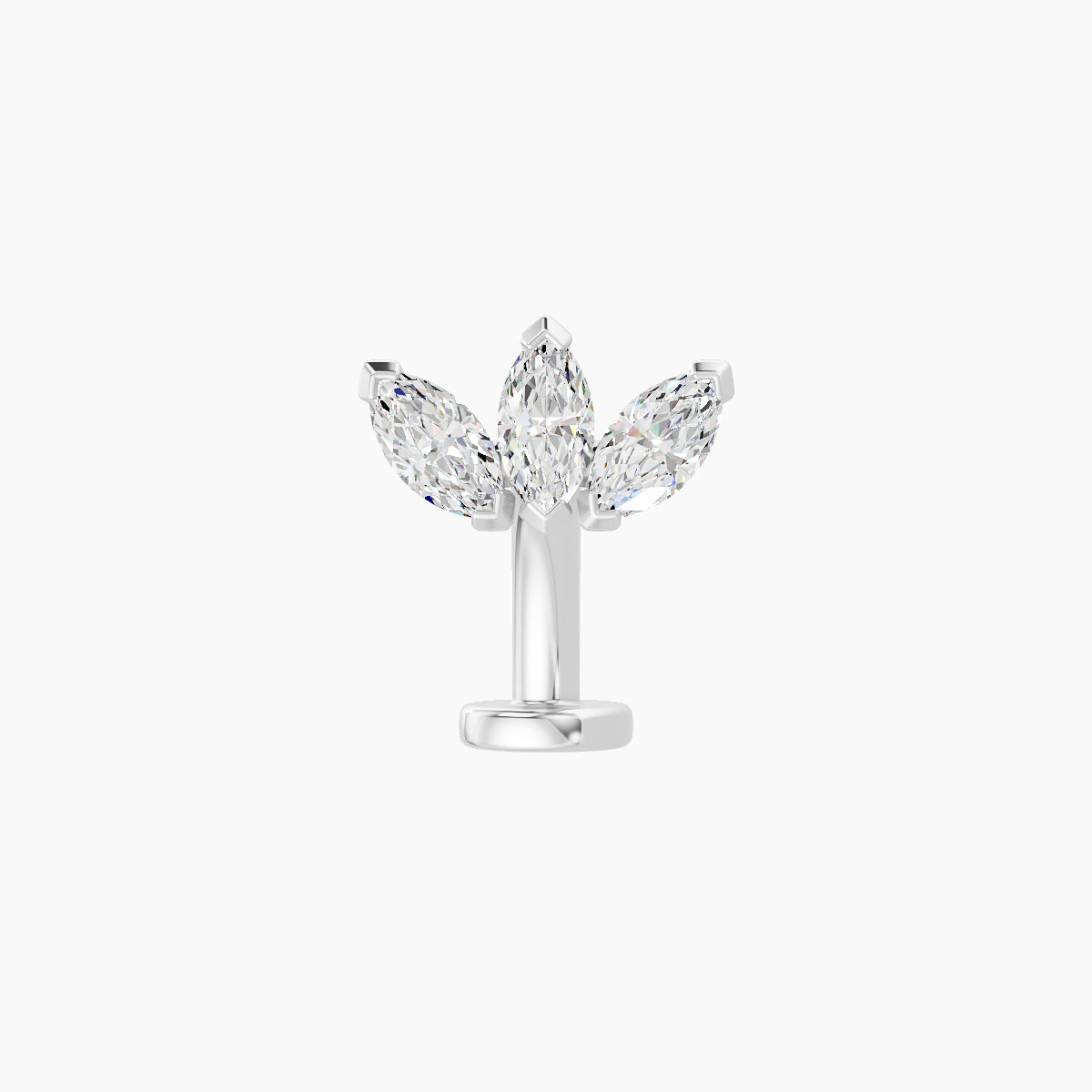 Maia | 18k White Gold 8 mm 8 mm Lotus Diamond Floating Navel Piercing