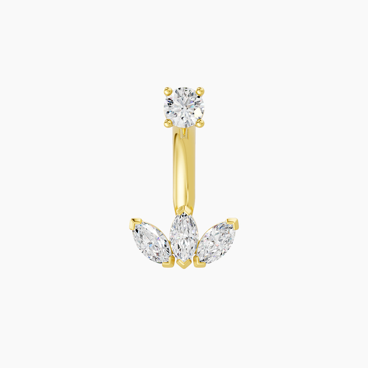 Maia | 18k Yellow Gold 8 mm 8 mm Lotus Diamond Navel Piercing