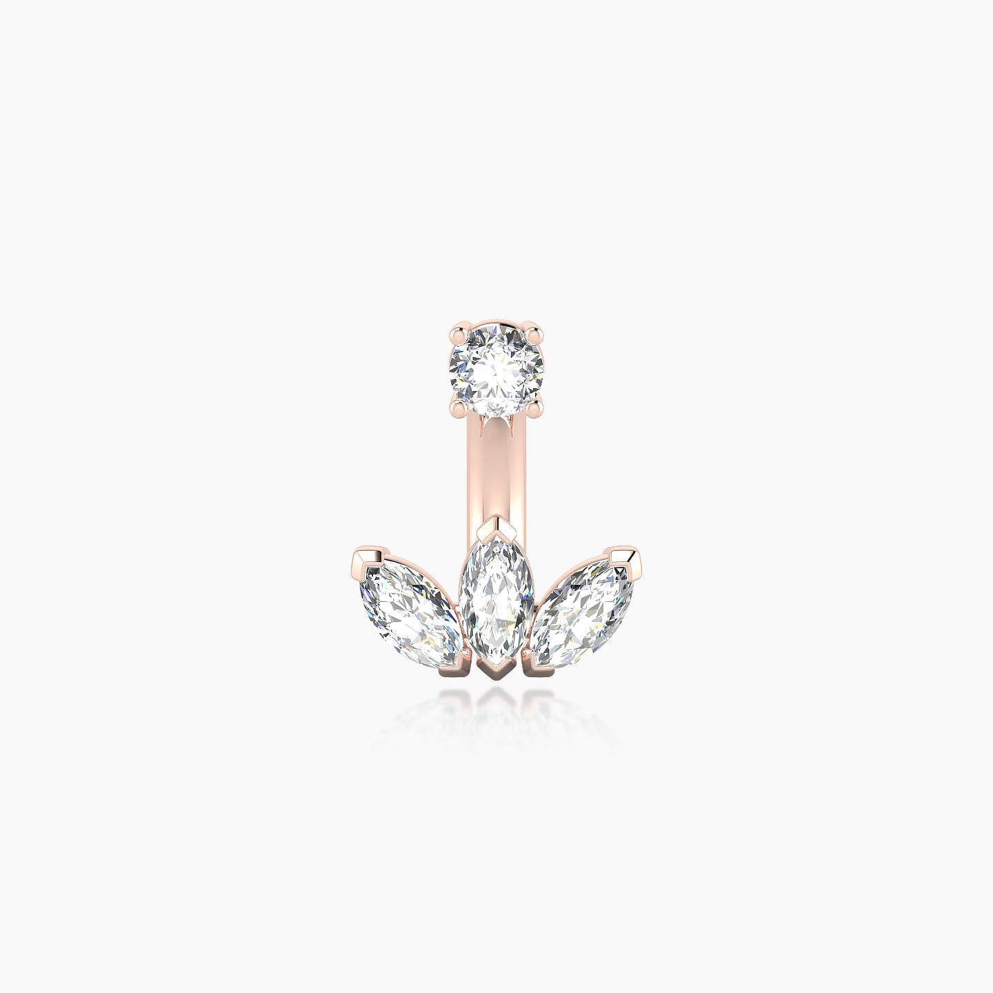 Maia | 18k Rose Gold 8 mm 8 mm Lotus Diamond Navel Piercing