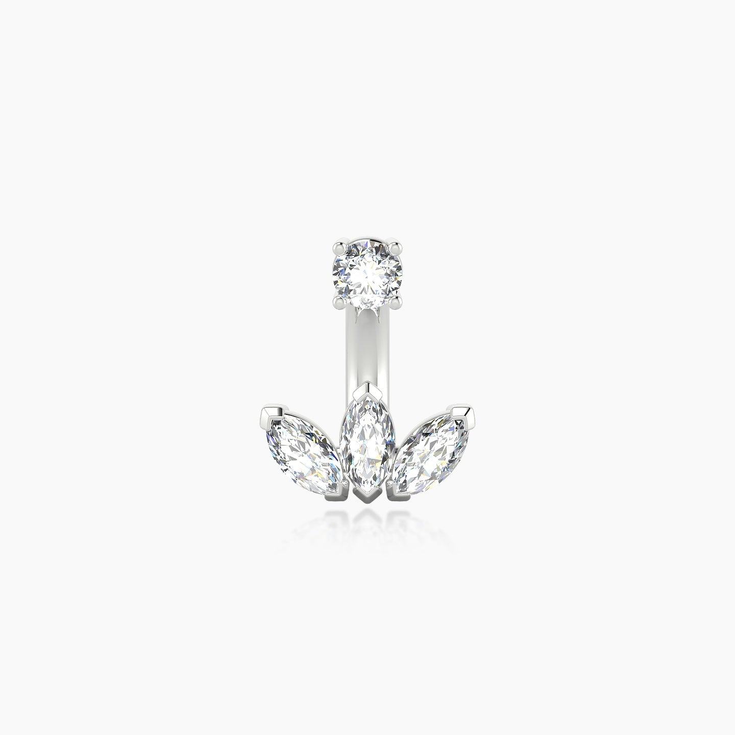 Maia | 18k White Gold 8 mm 8 mm Lotus Diamond Navel Piercing
