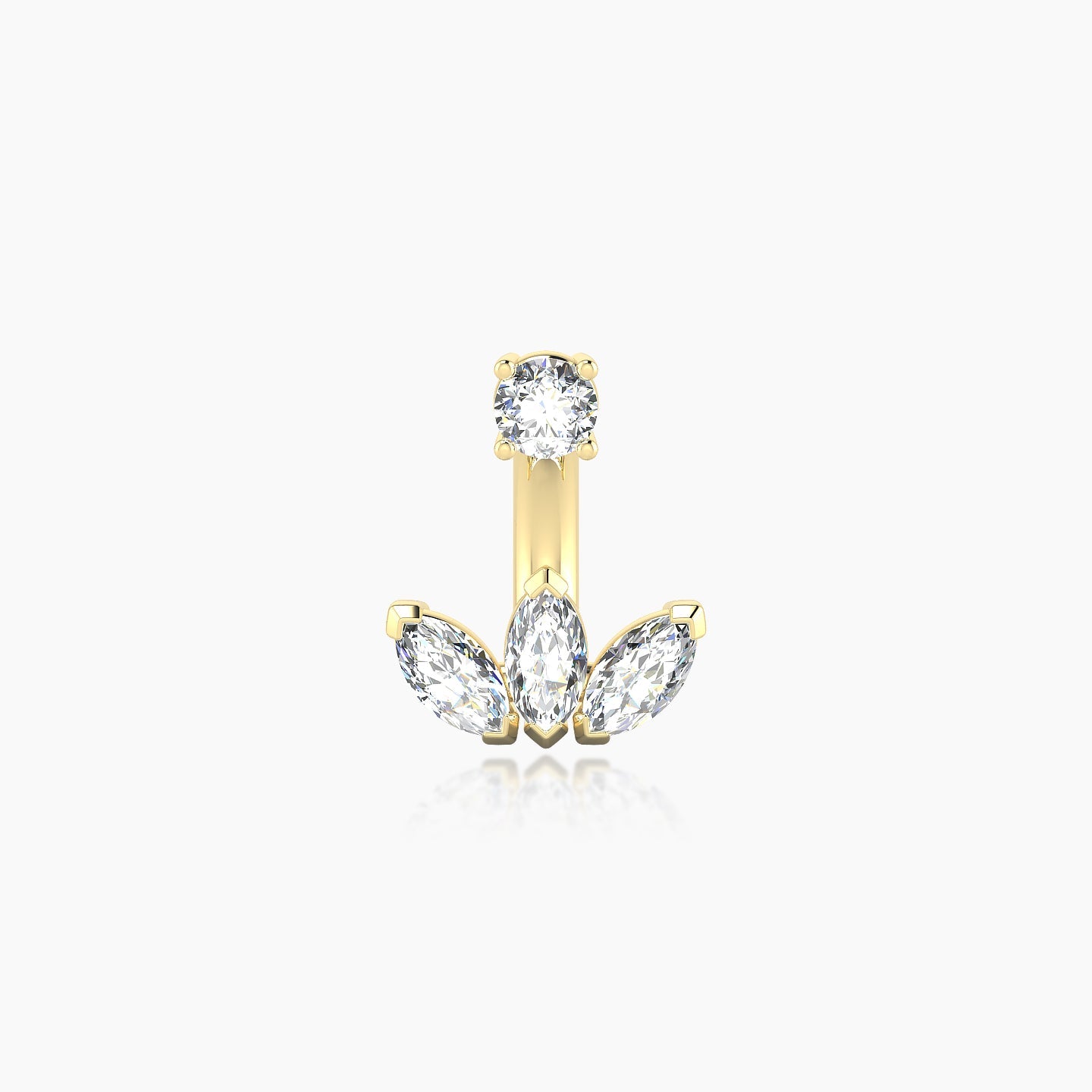 Maia | 18k Yellow Gold 8 mm 8 mm Lotus Diamond Navel Piercing