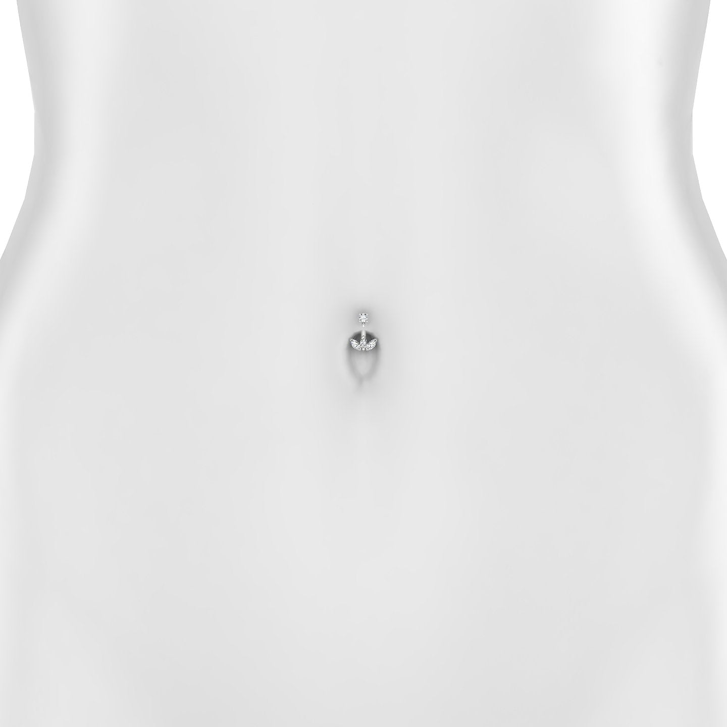 Maia | 18k White Gold 8 mm 8 mm Lotus Diamond Navel Piercing