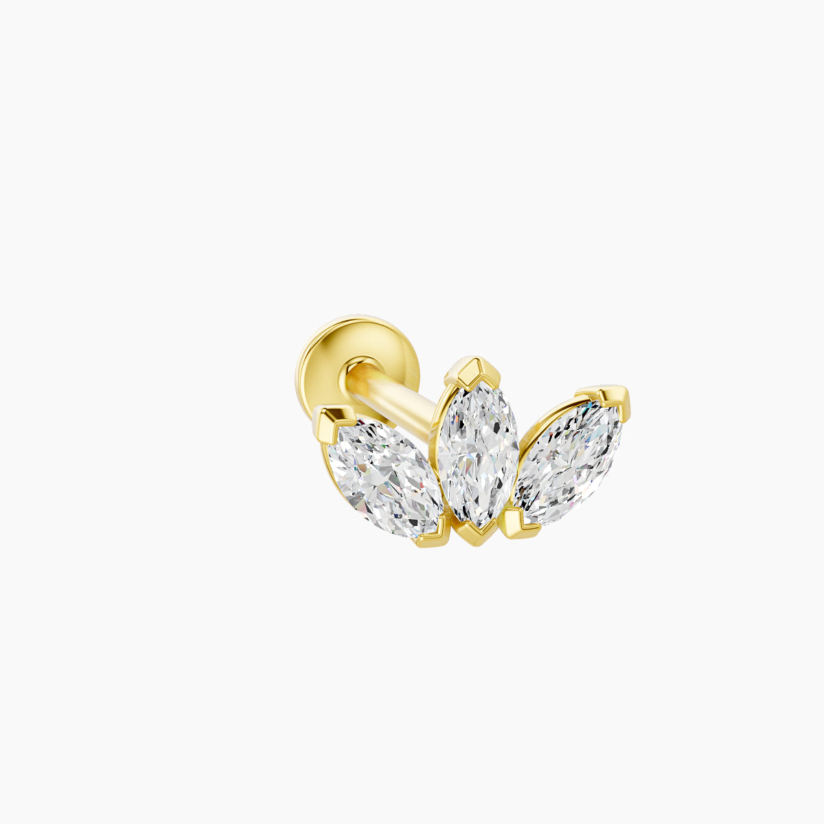 Maia | 18k Yellow Gold 8 mm 8 mm Lotus Diamond Nose Piercing