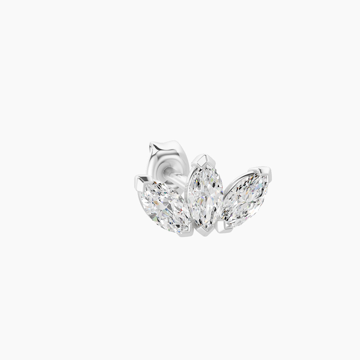 Maia | 18k White Gold 8 mm Lotus Diamond Earring