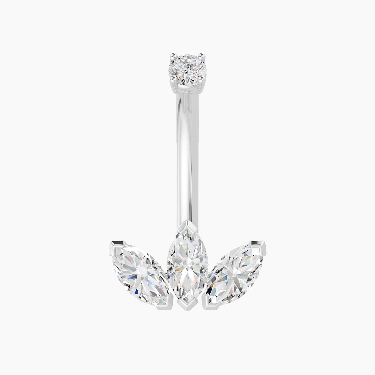 Maia | 18k White Gold 11.5 mm 10 mm Lotus Diamond Belly Piercing