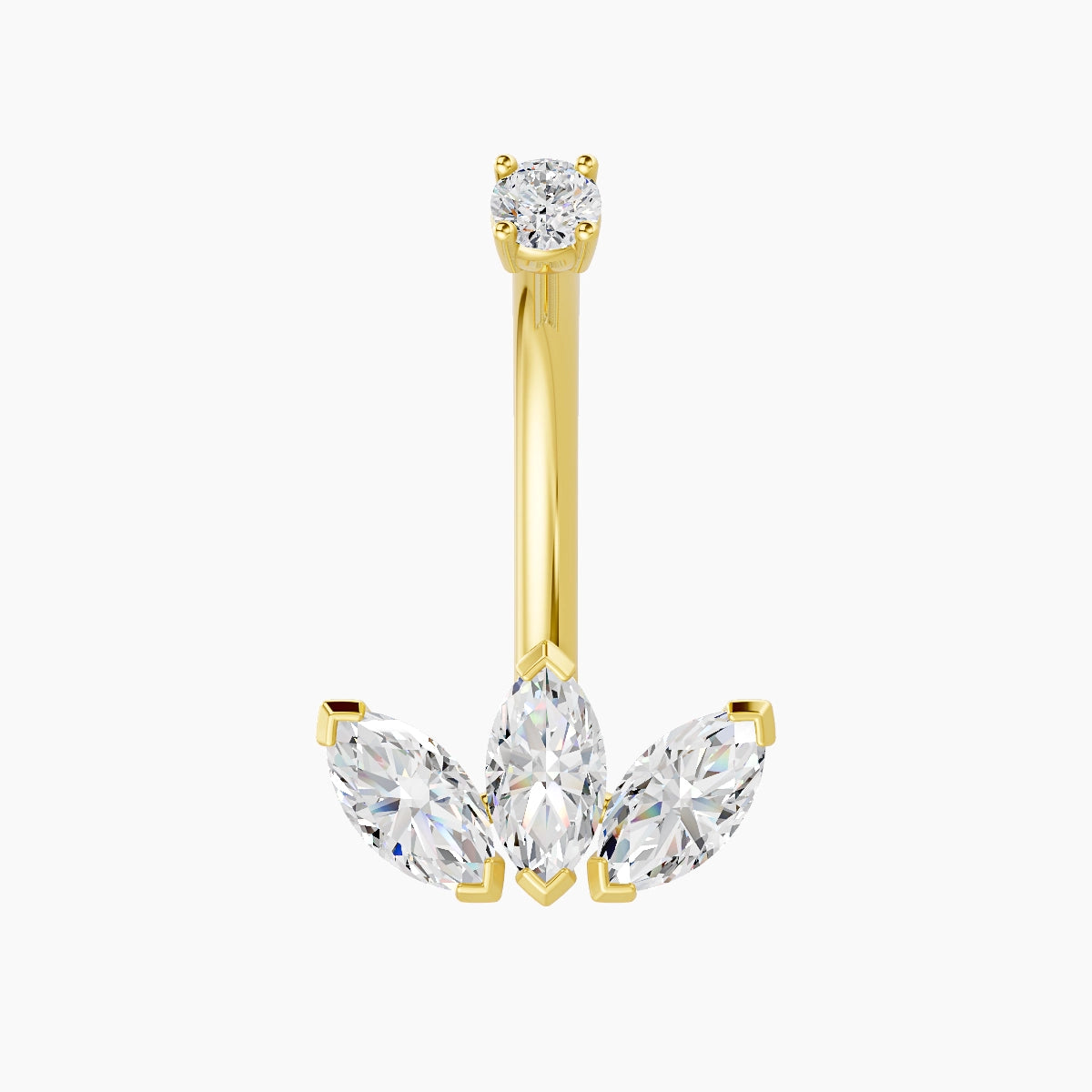 Maia | 18k Yellow Gold 11.5 mm 10 mm Lotus Diamond Belly Piercing