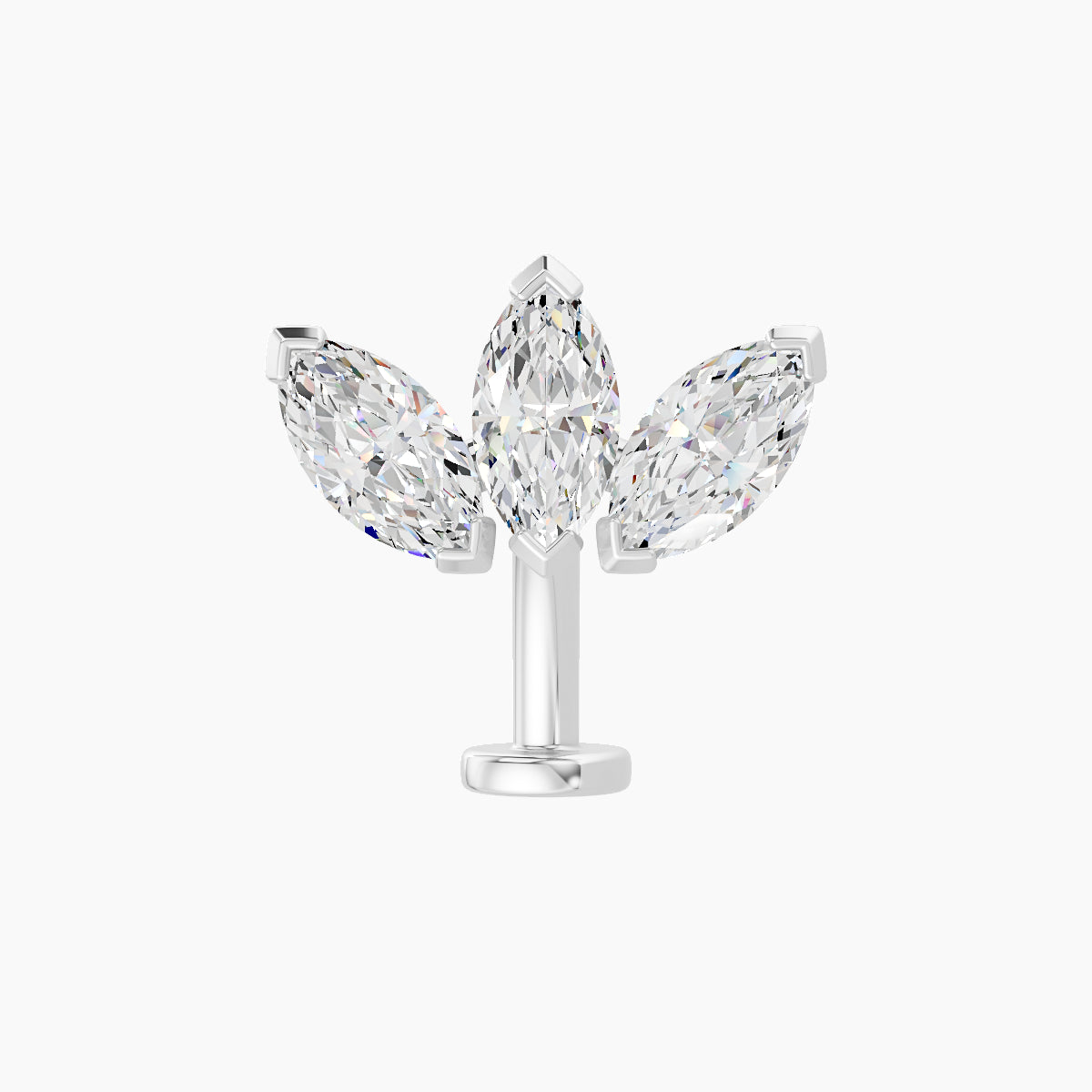 Maia | 18k White Gold 11 mm 10 mm Lotus Diamond Floating Navel Piercing
