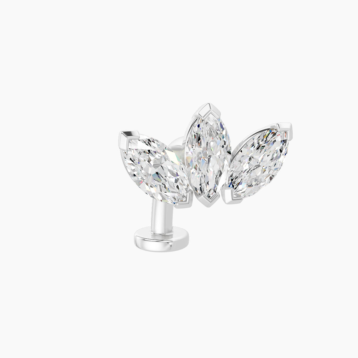 Maia | 18k White Gold 11 mm 10 mm Lotus Diamond Floating Navel Piercing