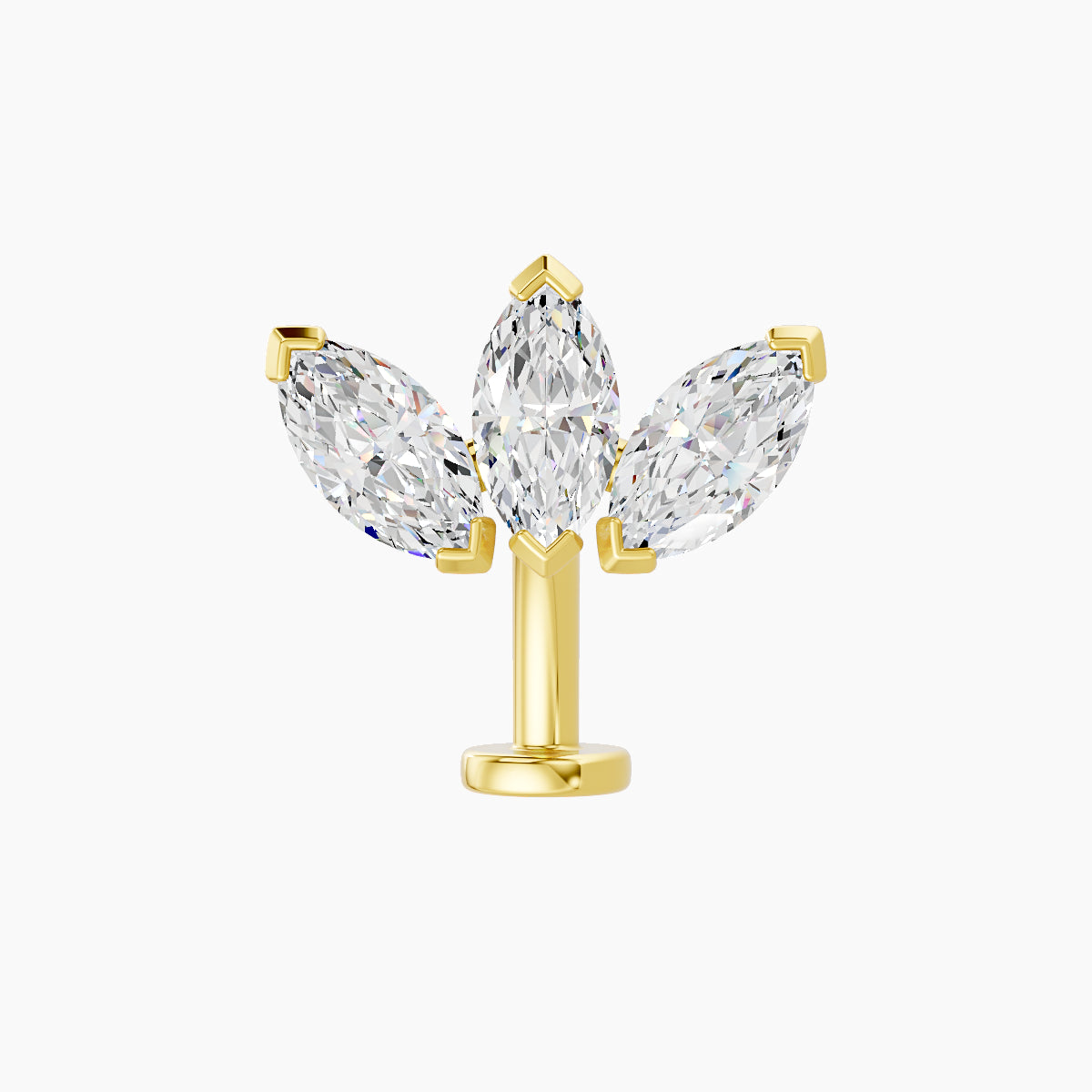 Maia | 18k Yellow Gold 11 mm 10 mm Lotus Diamond Floating Navel Piercing