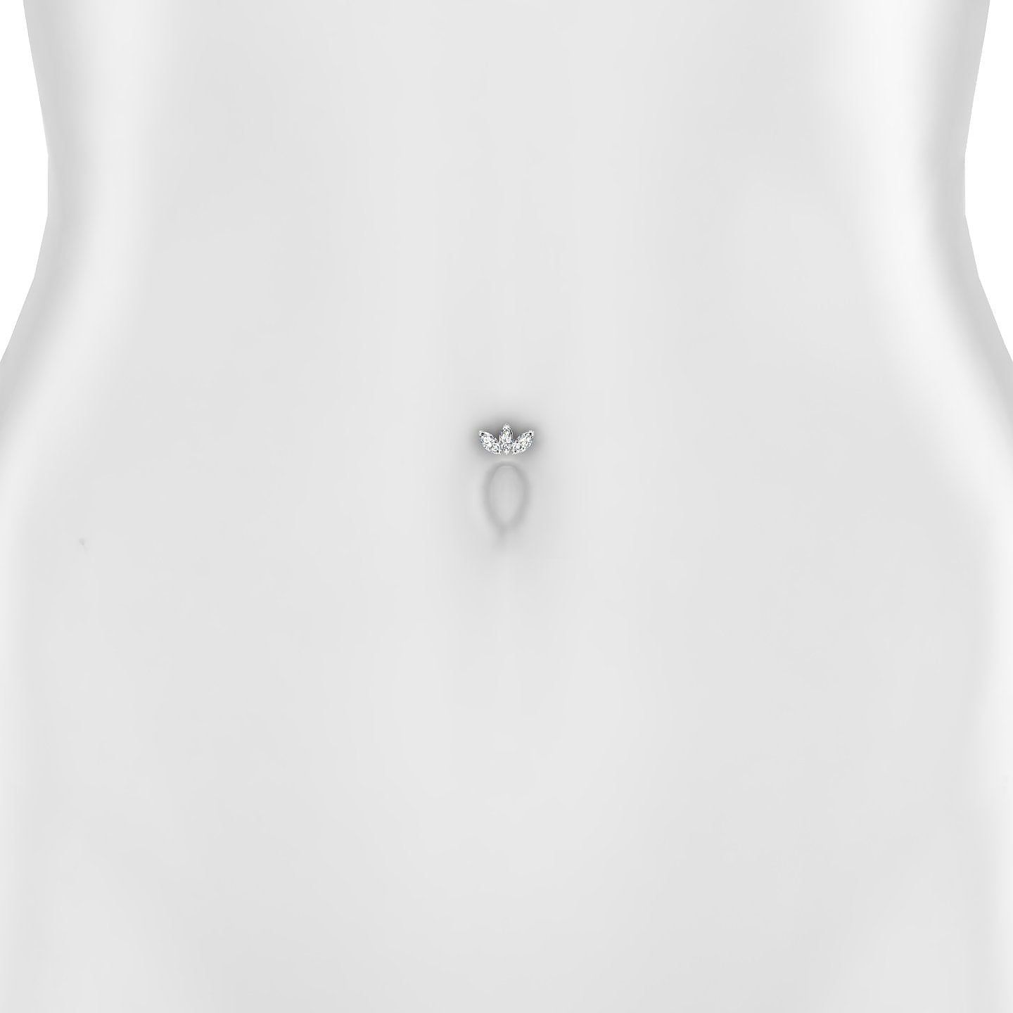 Maia | 18k White Gold 11 mm 10 mm Lotus Diamond Floating Navel Piercing