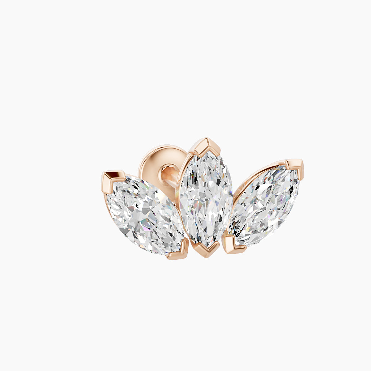 Maia | 18k Rose Gold 11 mm 5 mm Lotus Diamond Nose Piercing