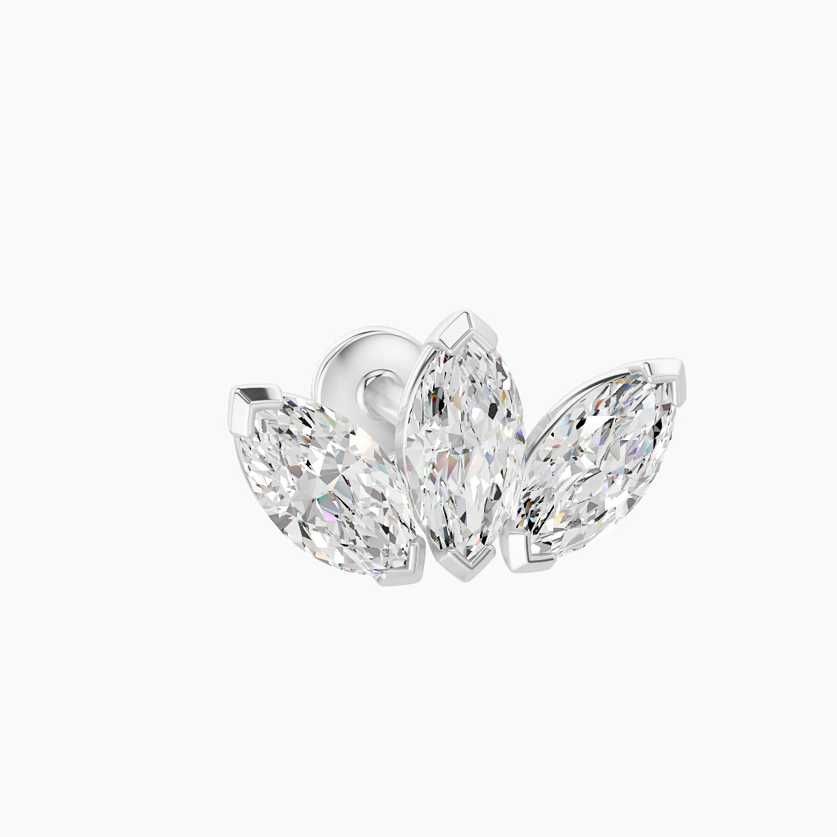 Maia | 18k White Gold 11 mm 5 mm Lotus Diamond Nose Piercing