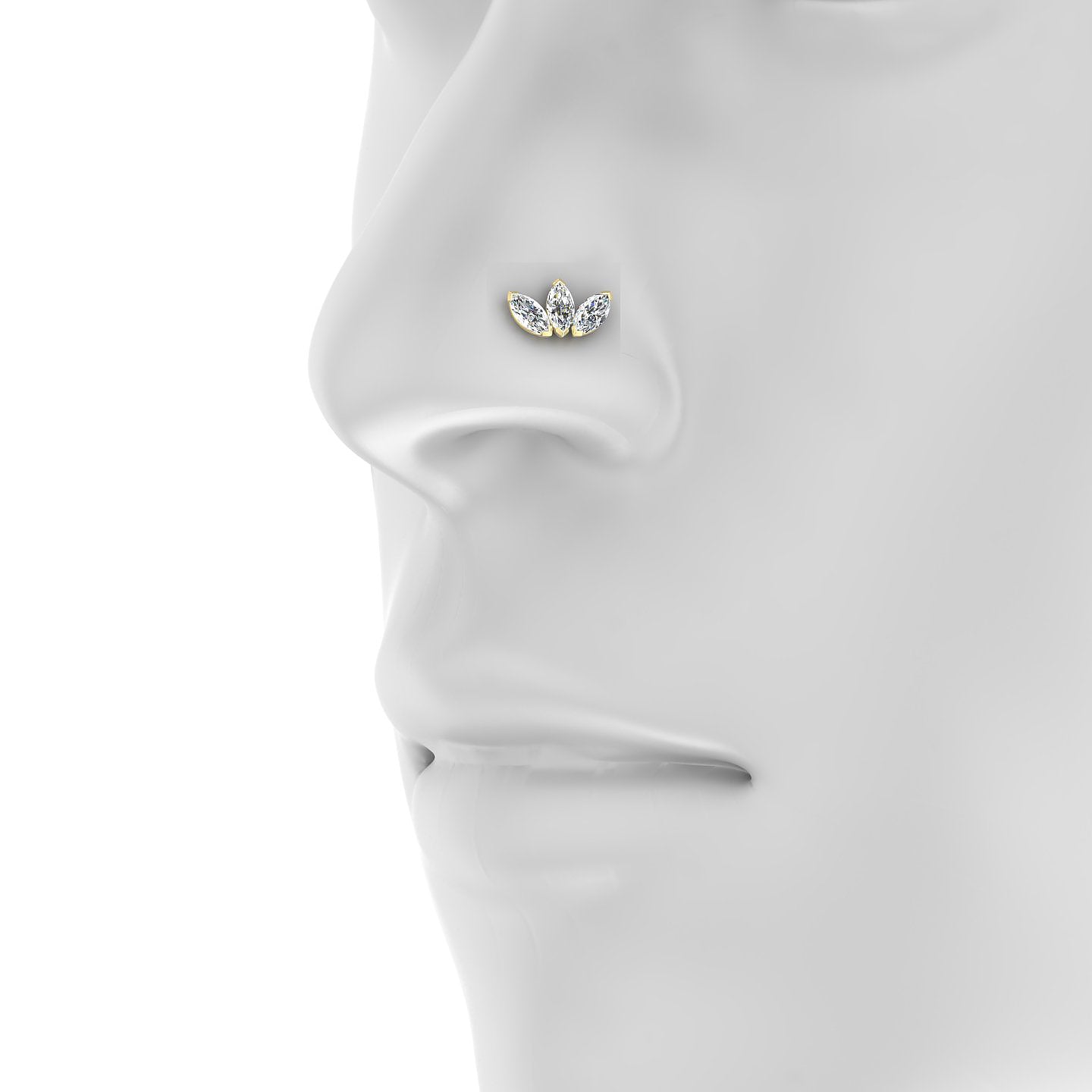 Maia | 18k Yellow Gold 11 mm 5 mm Lotus Diamond Nose Piercing