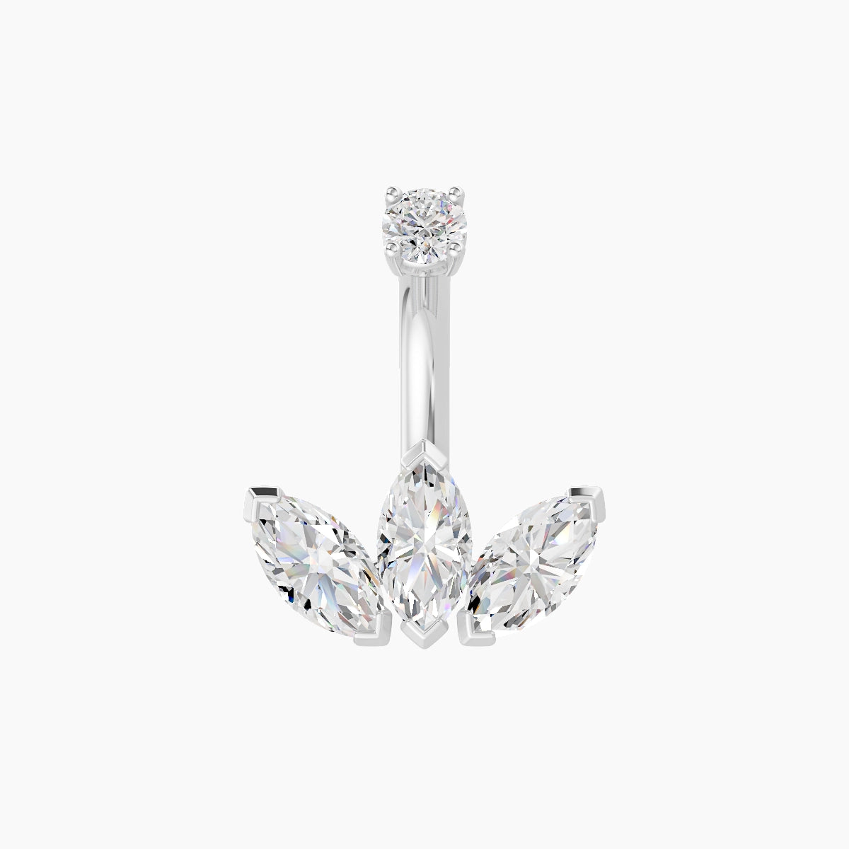 Maia | 18k White Gold 11.5 mm 6 mm Lotus Diamond Belly Piercing