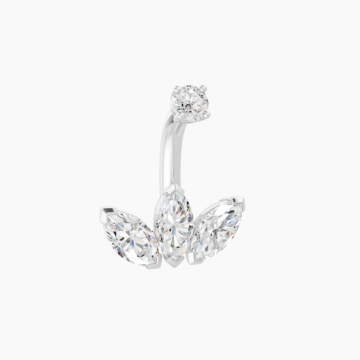 Maia | 18k White Gold 11.5 mm 6 mm Lotus Diamond Belly Piercing