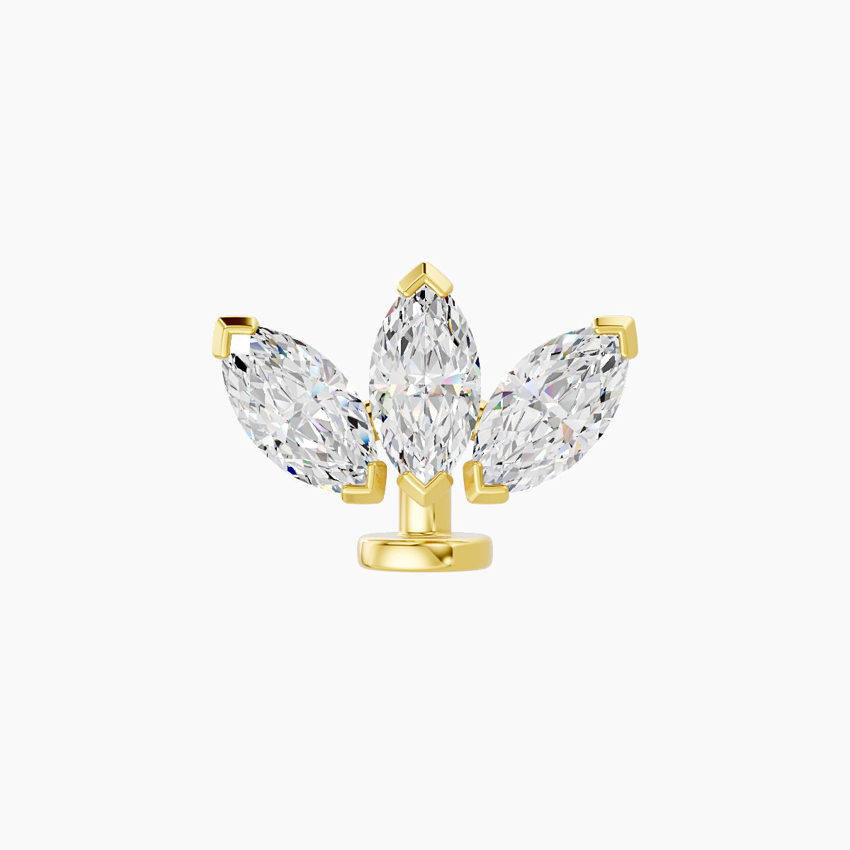 Maia | 18k Yellow Gold 11 mm 6 mm Lotus Diamond Floating Navel Piercing