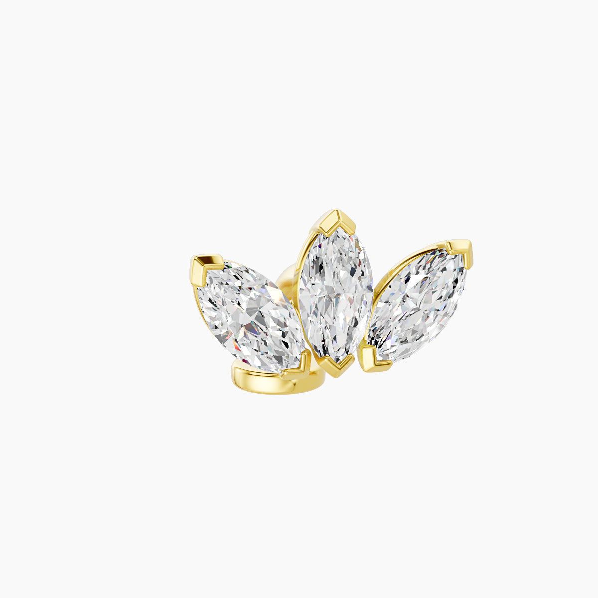 Maia | 18k Yellow Gold 11 mm 6 mm Lotus Diamond Floating Navel Piercing