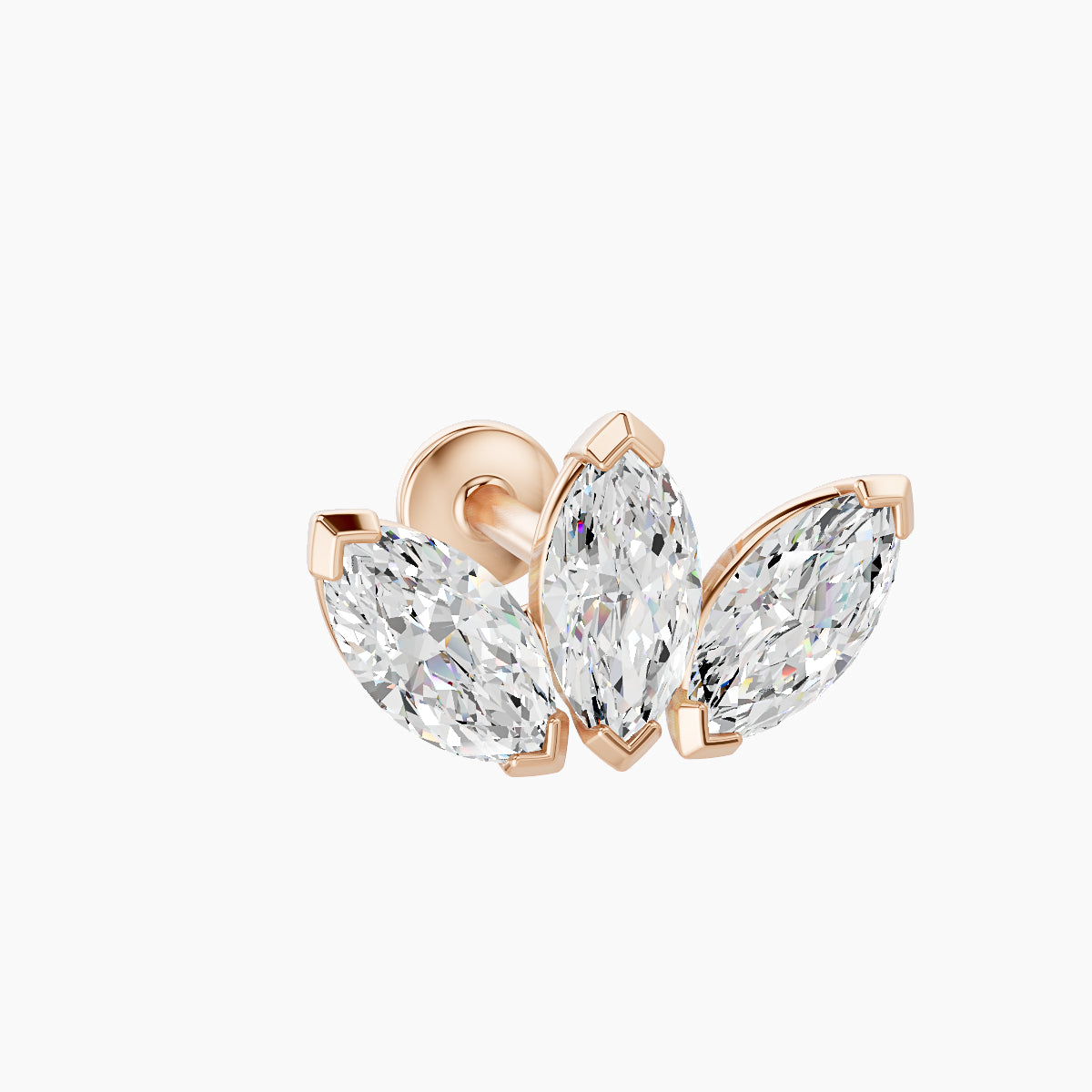 Maia | 18k Rose Gold 11 mm 6.5 mm Lotus Diamond Nose Piercing