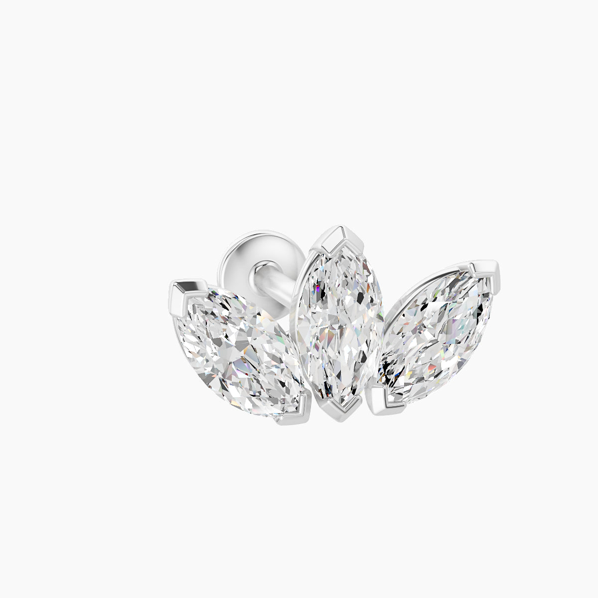 Maia | 18k White Gold 11 mm 6.5 mm Lotus Diamond Nose Piercing