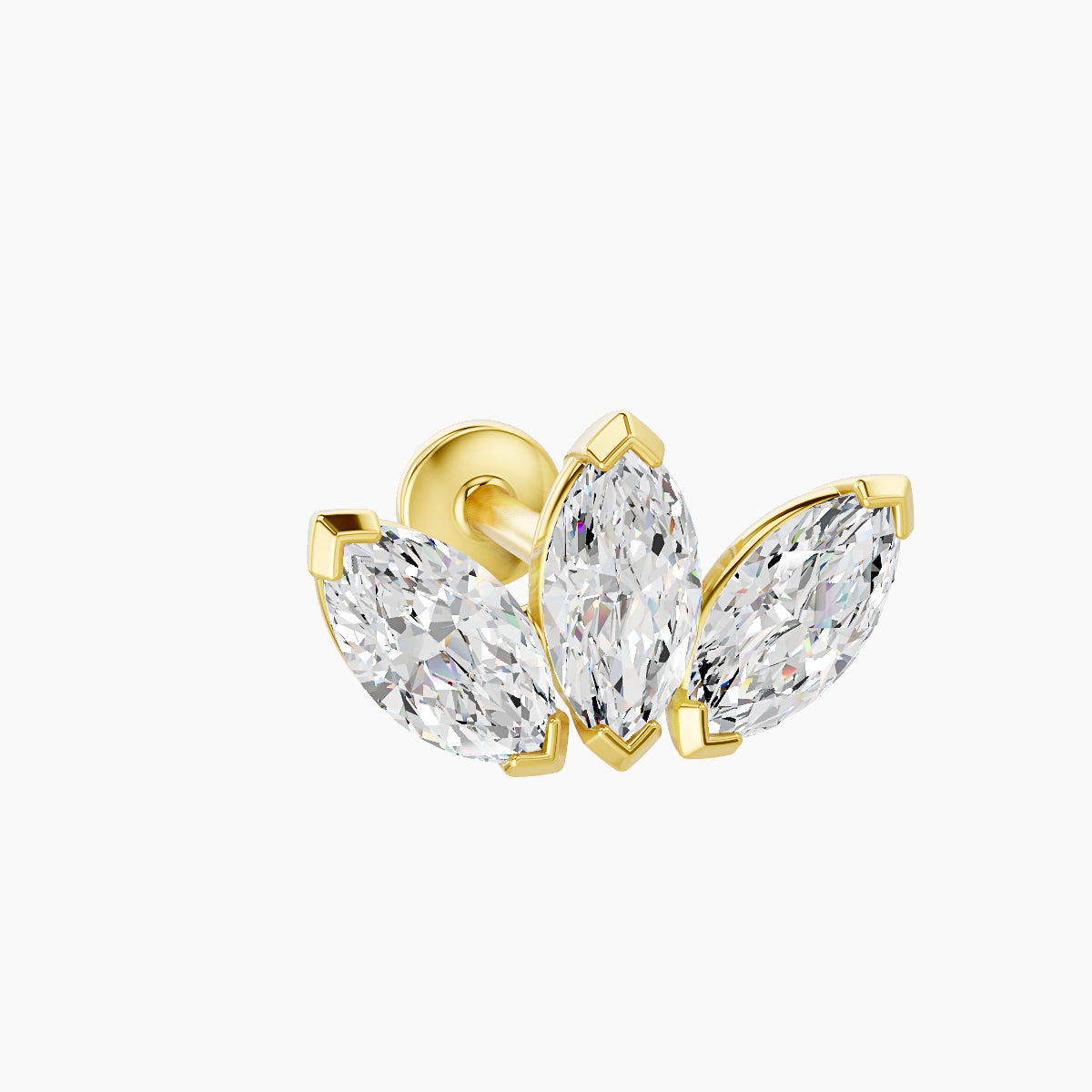 Maia | 18k Yellow Gold 11 mm 6.5 mm Lotus Diamond Nose Piercing