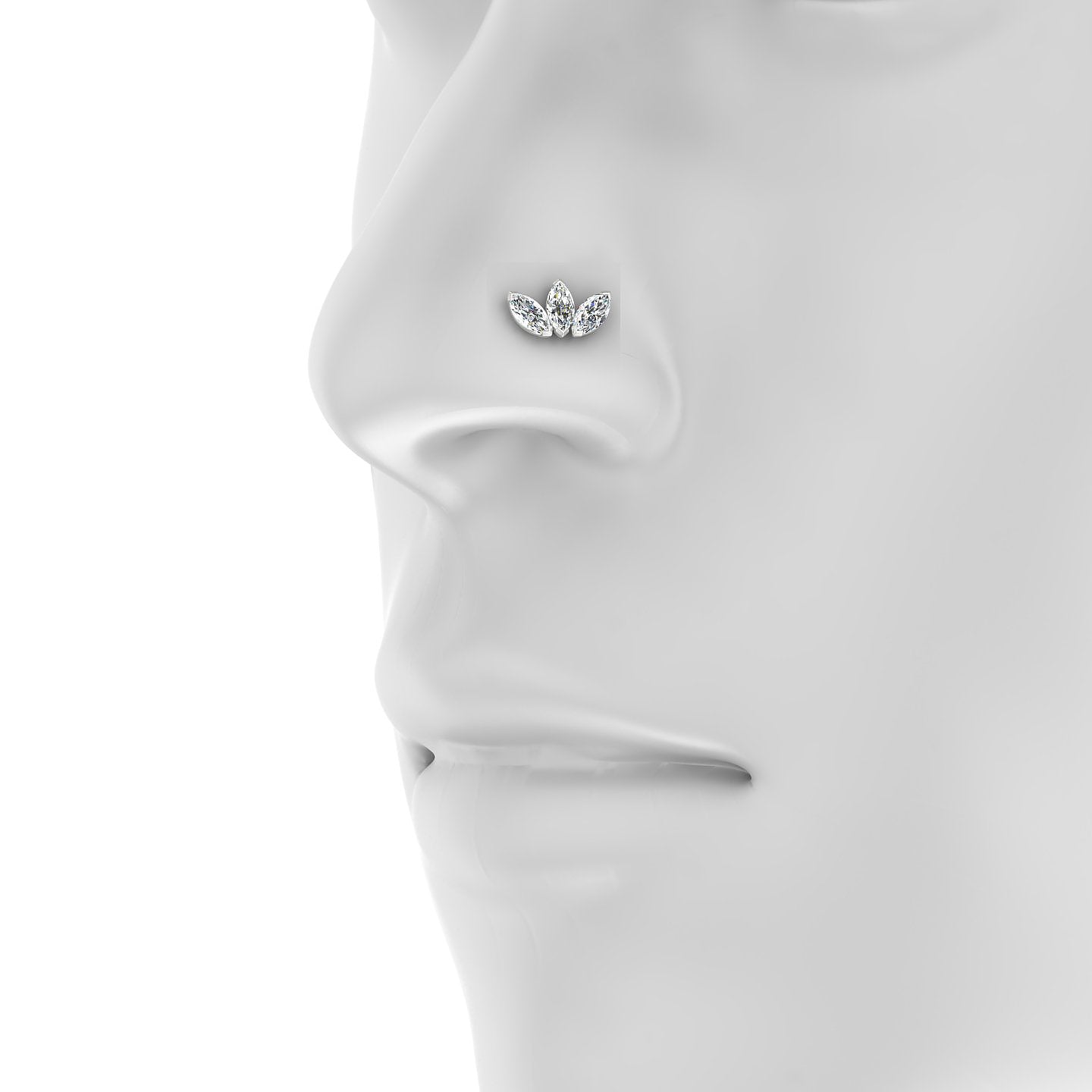 Maia | 18k White Gold 11 mm 6.5 mm Lotus Diamond Nose Piercing