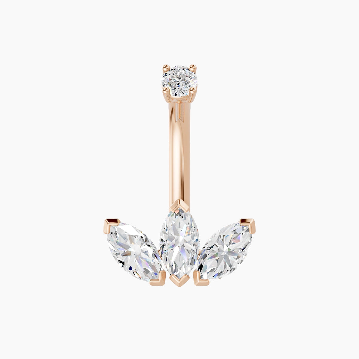 Maia | 18k Rose Gold 11.5 mm 8 mm Lotus Diamond Belly Piercing