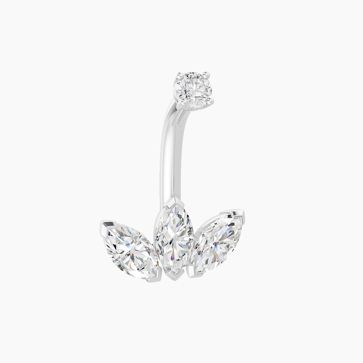 Maia | 18k White Gold 11.5 mm 8 mm Lotus Diamond Belly Piercing