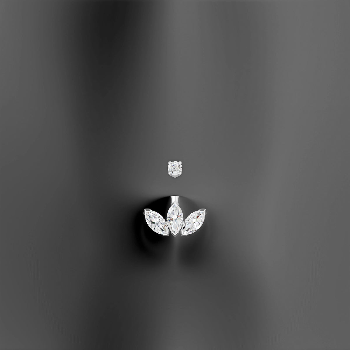 Maia | 18k White Gold 11.5 mm 8 mm Lotus Diamond Belly Piercing