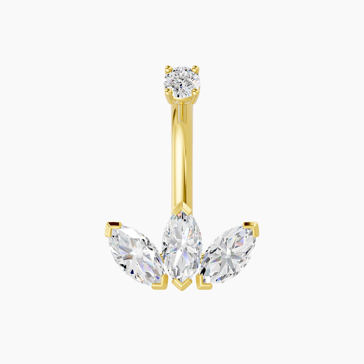 Maia | 18k Yellow Gold 11.5 mm 8 mm Lotus Diamond Belly Piercing