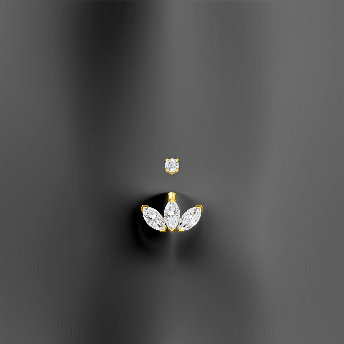 Maia | 18k Yellow Gold 11.5 mm 8 mm Lotus Diamond Belly Piercing