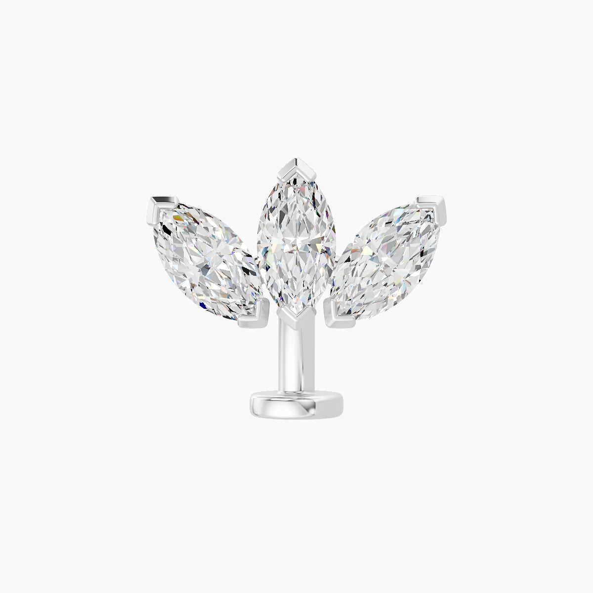 Maia | 18k White Gold 11 mm 8 mm Lotus Diamond Floating Navel Piercing