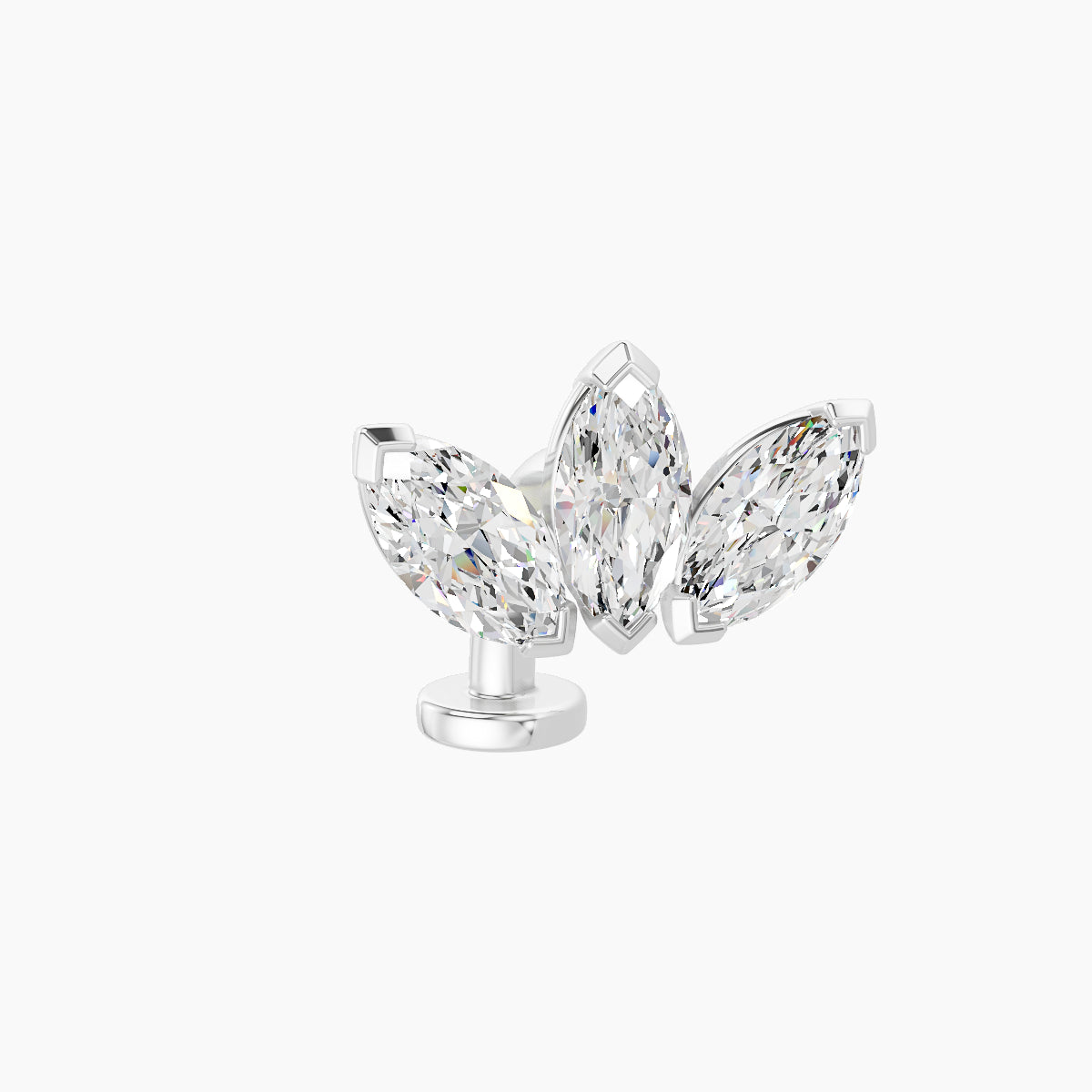 Maia | 18k White Gold 11 mm 8 mm Lotus Diamond Floating Navel Piercing