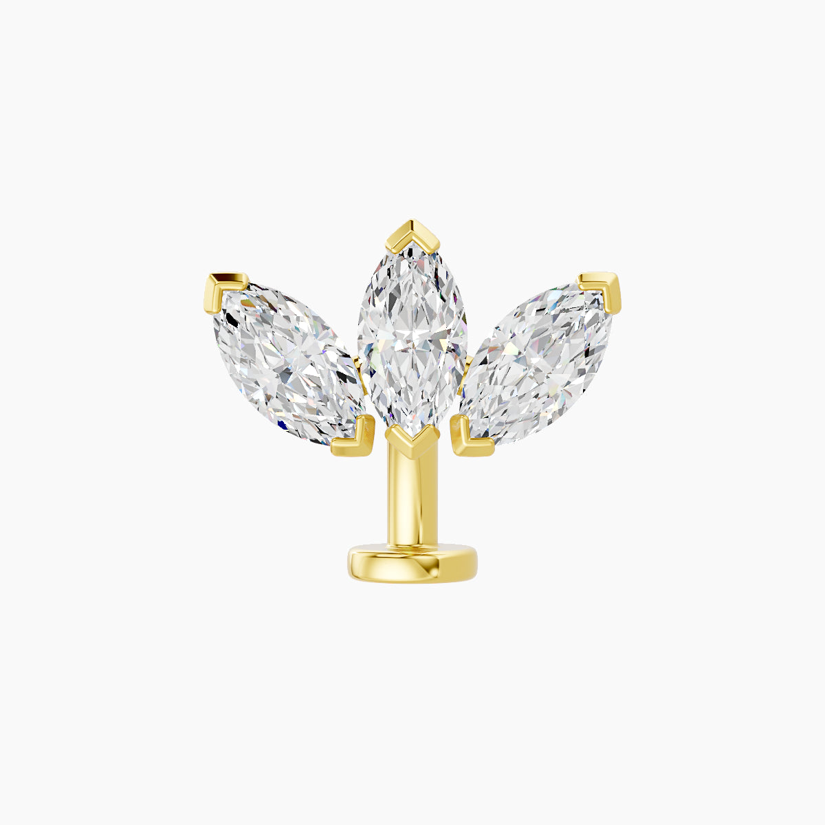 Maia | 18k Yellow Gold 11 mm 8 mm Lotus Diamond Floating Navel Piercing