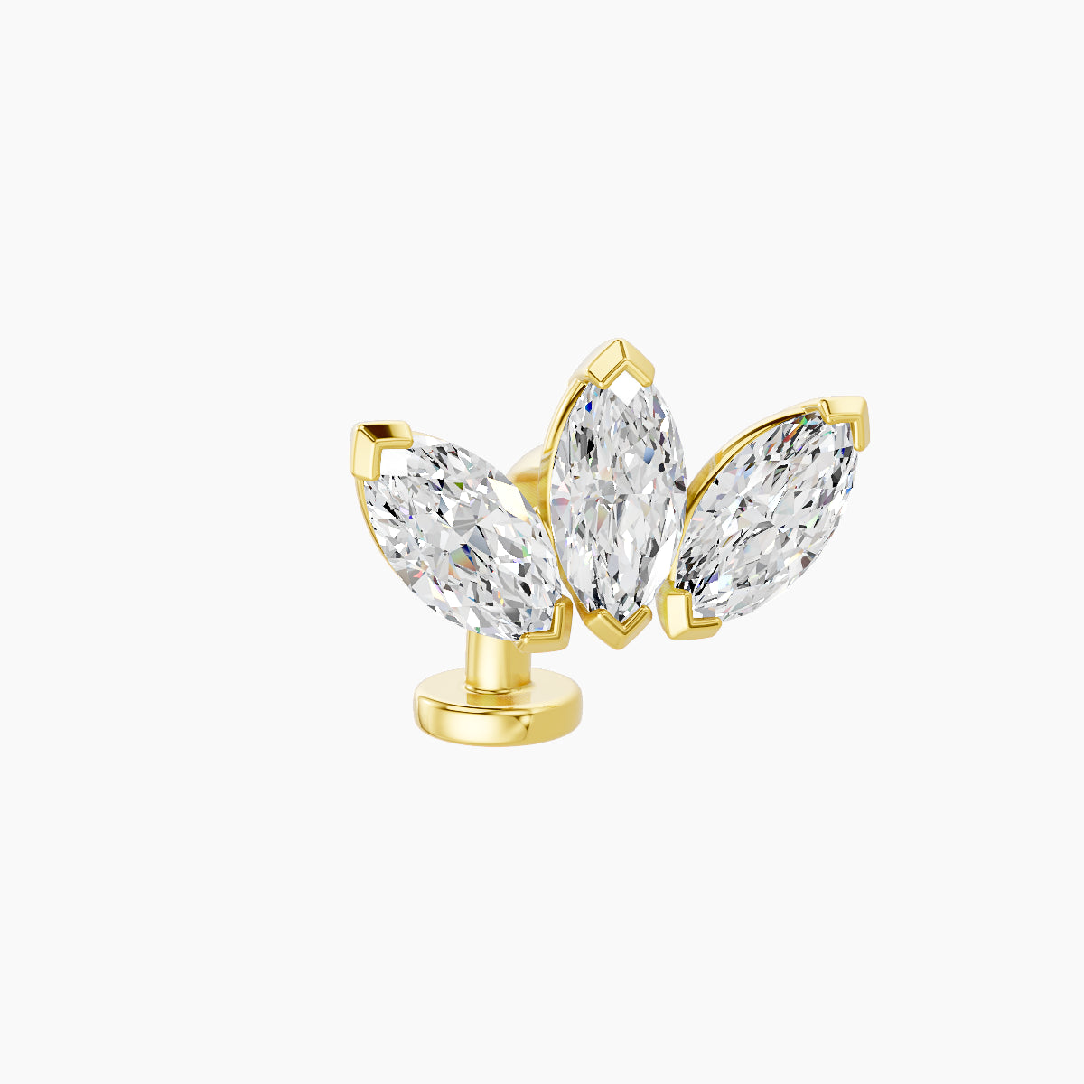 Maia | 18k Yellow Gold 11 mm 8 mm Lotus Diamond Floating Navel Piercing