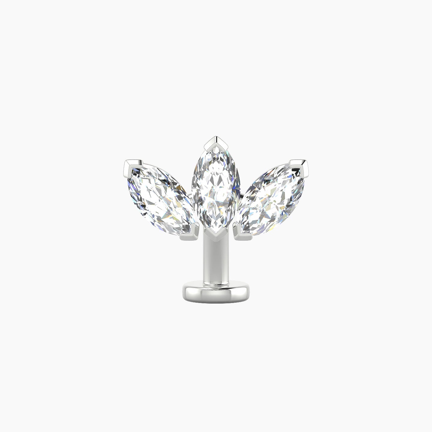 Maia | 18k White Gold 11 mm 8 mm Lotus Diamond Floating Navel Piercing