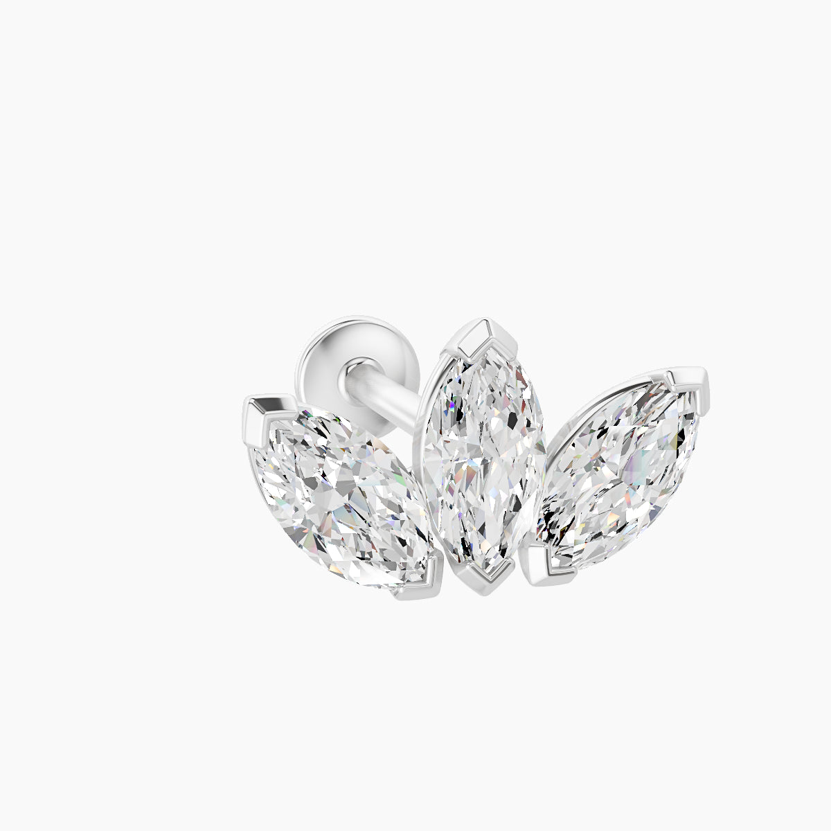 Maia | 18k White Gold 11 mm 8 mm Lotus Diamond Nose Piercing