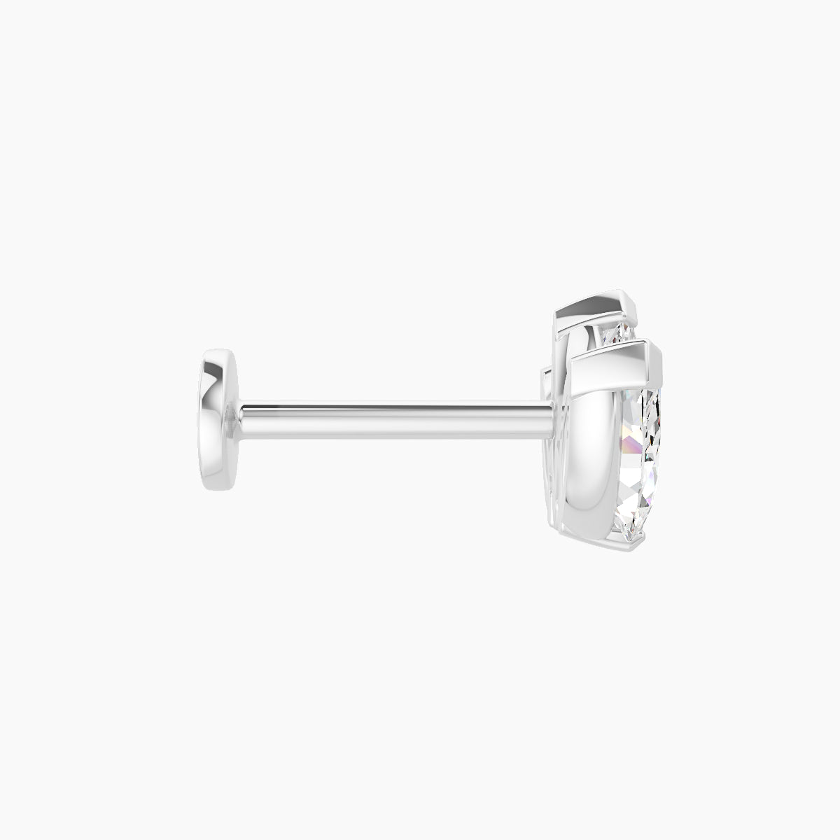 Maia | 18k White Gold 11 mm 8 mm Lotus Diamond Nose Piercing