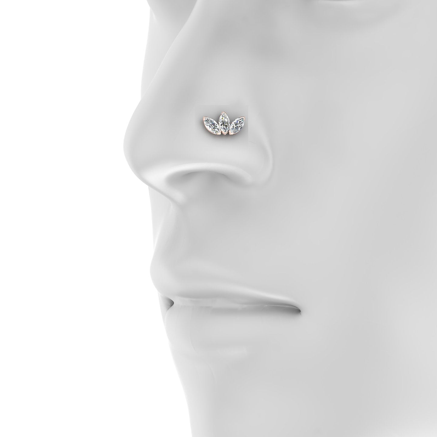 Maia | 18k Rose Gold 11 mm 8 mm Lotus Diamond Nose Piercing