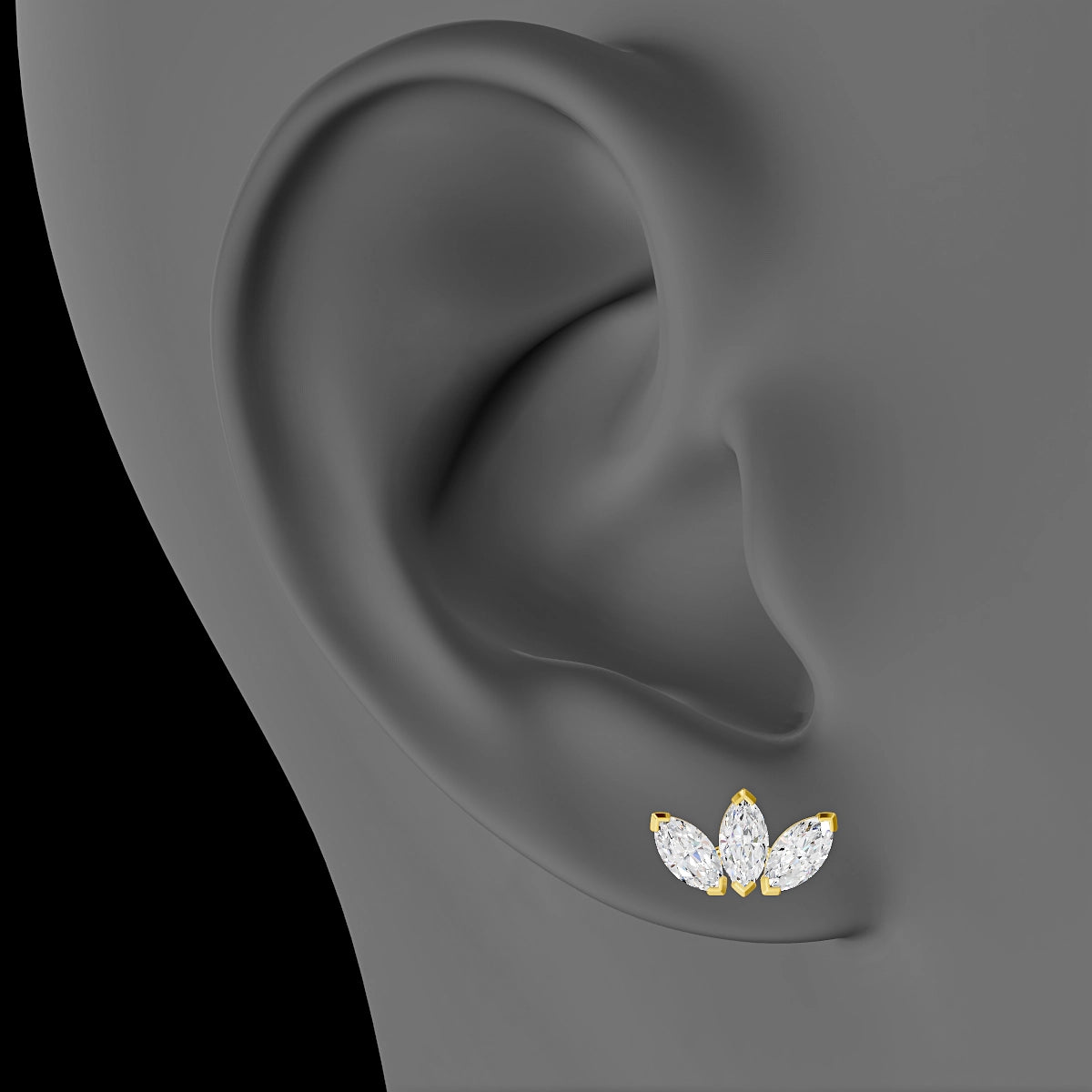 Maia | 18k Yellow Gold 11.5 mm 8 mm Lotus Diamond Piercing