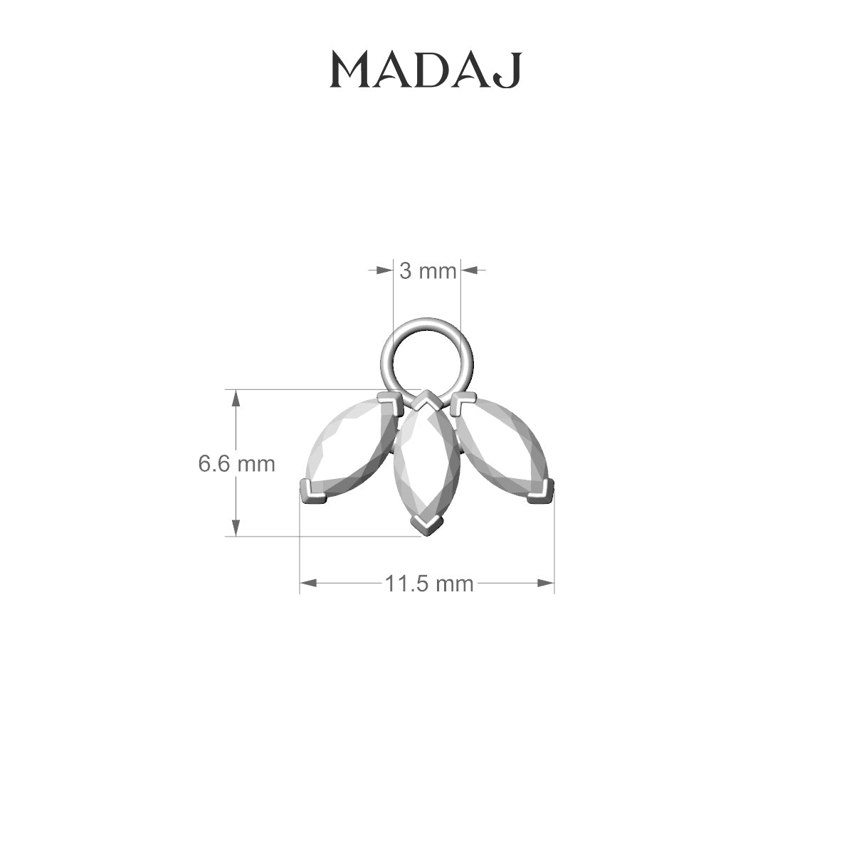 Maia | 18k White Gold 11.5 mm Lotus Diamond Charm