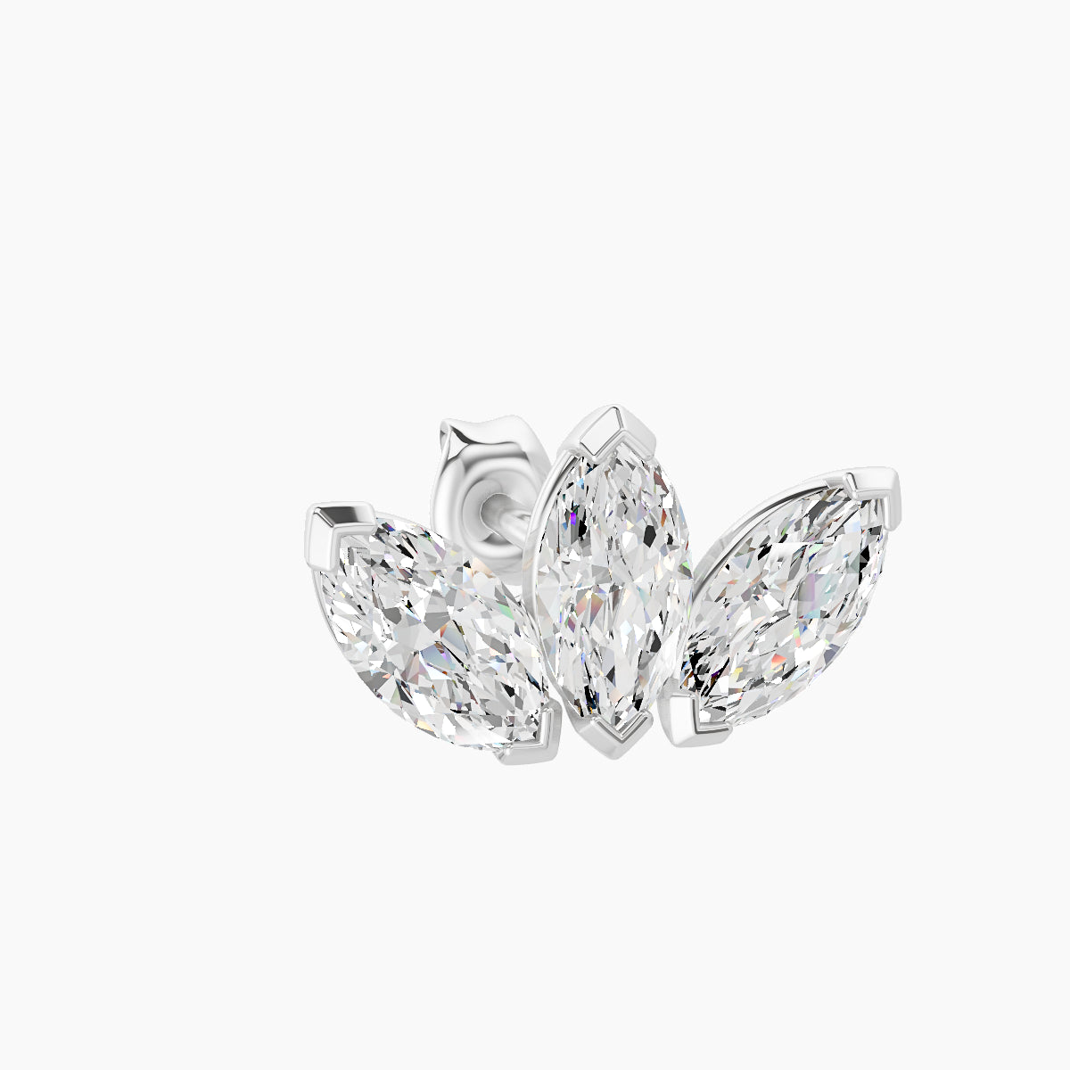 Maia | 18k White Gold 11 mm Lotus Diamond Earring