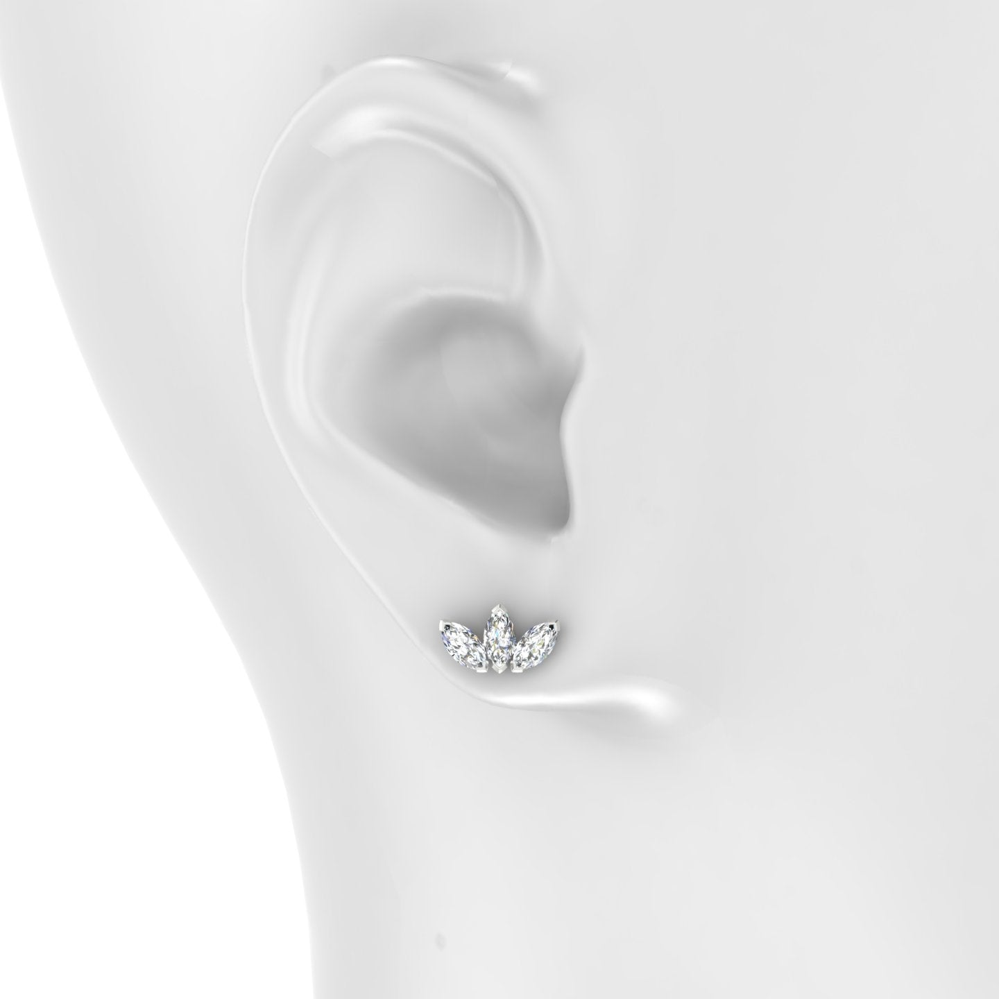 Maia | 18k White Gold 11 mm Lotus Diamond Earring
