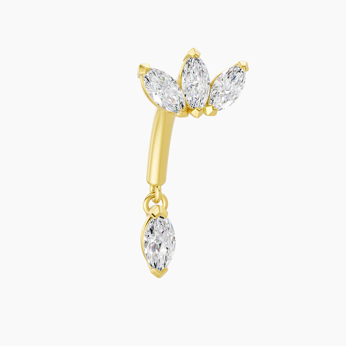 Maia | 18k Yellow Gold 8 mm Lotus Diamond Rook Piercing