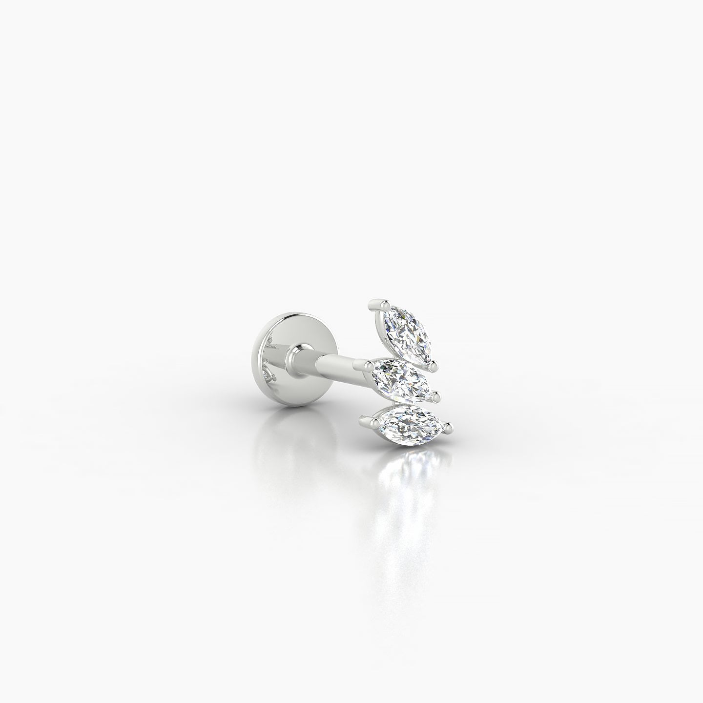 Melia | 18k White Gold 5.5 mm 6.5 mm Trilogy Diamond Right Piercing