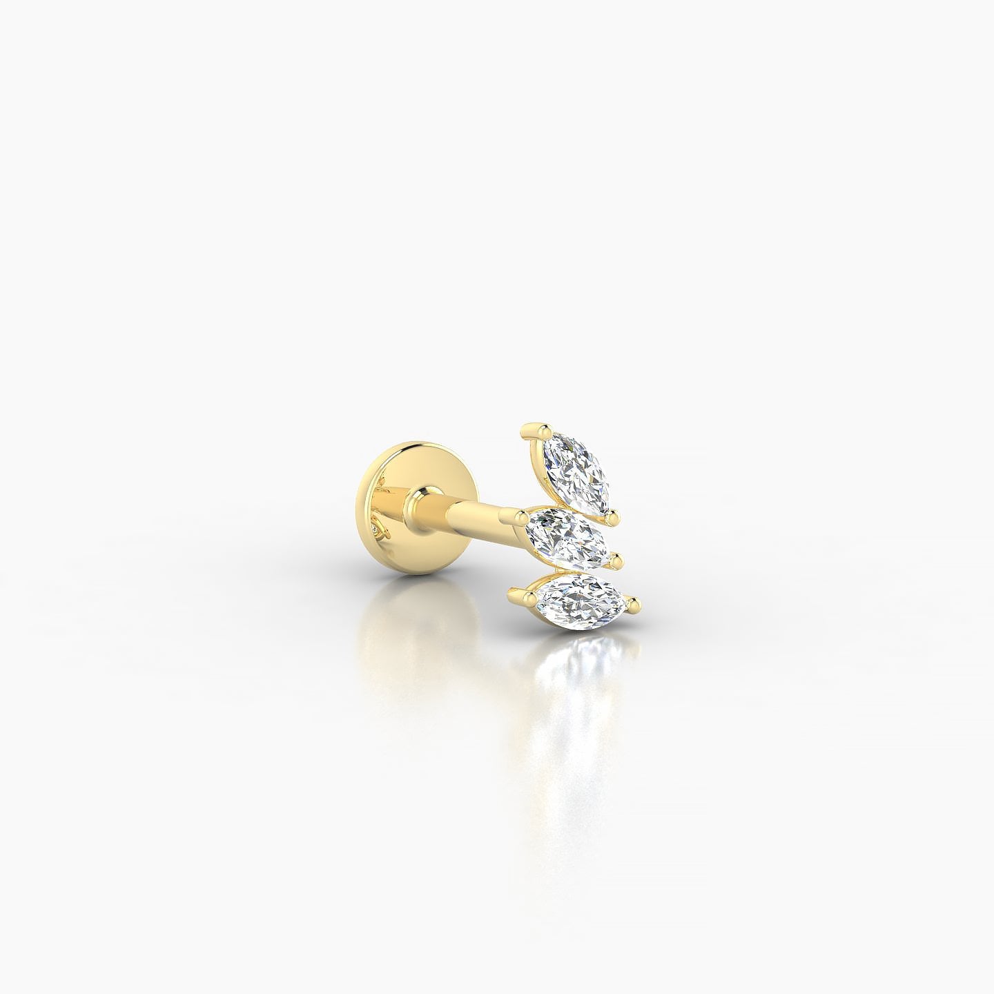 Melia | 18k Yellow Gold 5.5 mm 6.5 mm Trilogy Diamond Right Piercing