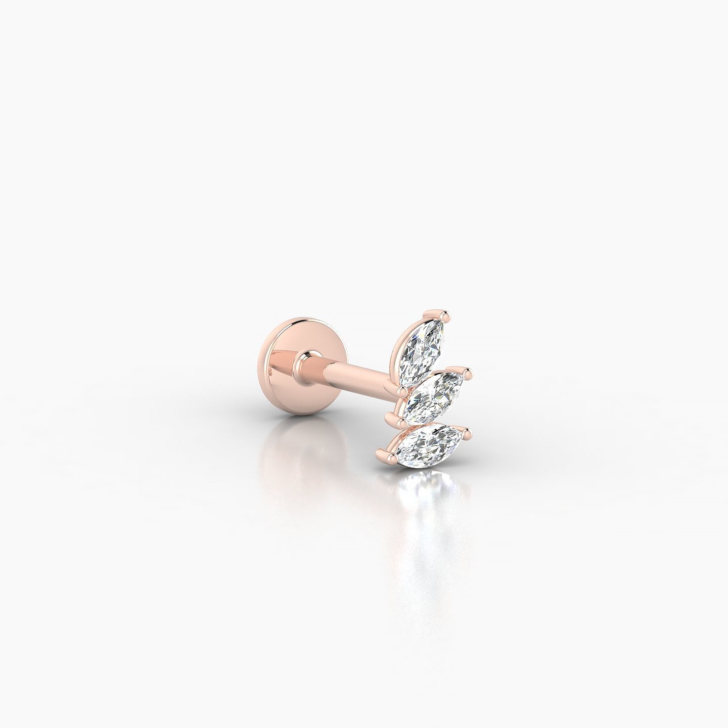 Melia | 18k Rose Gold 5.5 mm 8 mm Trilogy Diamond Left Piercing