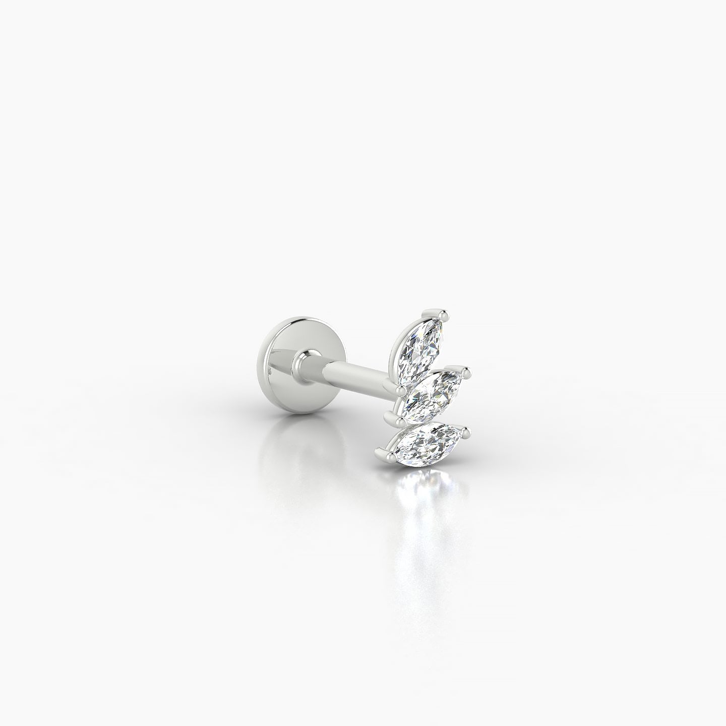 Melia | 18k White Gold 5.5 mm 8 mm Trilogy Diamond Left Piercing